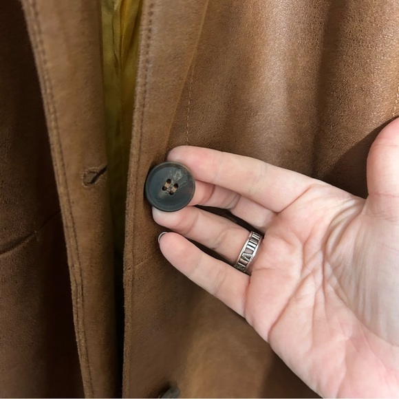 Free People Carmen Brown Vegan Suede Duster Trench Coat SIZE LARGE - Picture 8 of 10
